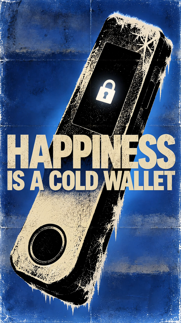 Protocol Posters | Happiness Is a Cold Wallet | Anthony Anger